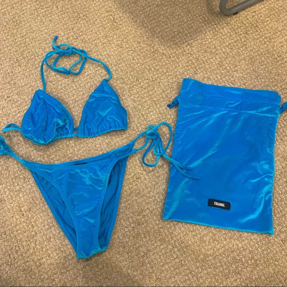 Triangl swimwear blue velvet bikini set